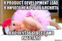 я product development lead, я ничего не хочу объяснять я хочу чтобы все само работало