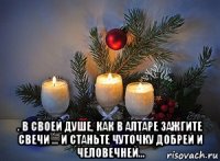  . в своей душе, как в алтаре зажгите свечи ... и станьте чуточку добрей и человечней...