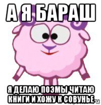 а я бараш я делаю поэмы читаю книги и хожу к совунье