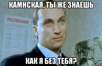 камнская, ты же знаешь как я без тебя?