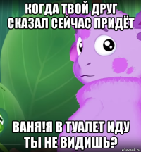 когда твой друг сказал сейчас придёт ваня!я в туалет иду ты не видишь?