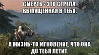смерть - это стрела, выпущенная в тебя. а жизнь-то мгновение, что она до тебя летит.