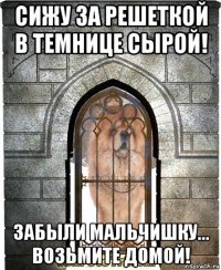 сижу за решеткой в темнице сырой! забыли мальчишку... возьмите домой!