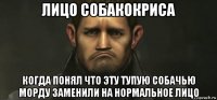 лицо собакокриса когда понял что эту тупую собачью морду заменили на нормальное лицо