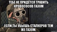 тебе не придётся травить кровососов газом если ты убьешь сталкеров тем же газом.