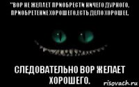 "вор не желает приобрести ничего дурного, приобретение хорошего,есть дело хорошее, следовательно вор желает хорошего.