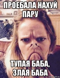проебала нахуй пару тупая баба, злая баба