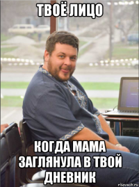 твоё лицо когда мама заглянула в твой дневник