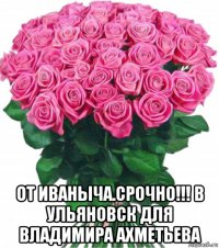  от иваныча.срочно!!! в ульяновск для владимира ахметьева