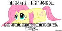 привет.. я не нарочно.. я не хотела никому сделать плохо.. правда..