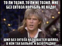 то ли тозил, то ли не тозил, мне без ентоза корабль не надо! шип без ентоза называется шляпа, в нём так больно, и безотрадно!