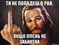 ти не попадеш в рай, якщо олєнь не забанена