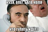 кузя, олег, бага, коля кто гулять идёт?