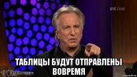  таблицы будут отправлены вовремя