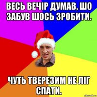 весь вечір думав, шо забув шось зробити. чуть тверезим не ліг спати.