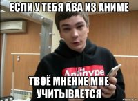 если у тебя ава из аниме твоё мнение мне учитывается