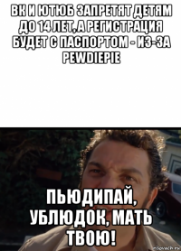 вк и ютюб запретят детям до 14 лет, а регистрация будет с паспортом - из-за pewdiepie пьюдипай, ублюдок, мать твою!