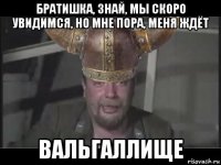 братишка, знай, мы скоро увидимся, но мне пора, меня ждёт вальгаллище