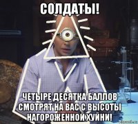солдаты! четыре десятка баллов смотрят на вас с высоты нагороженной хуйни!