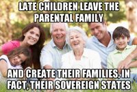 late children leave the parental family and create their families, in fact, their sovereign states
