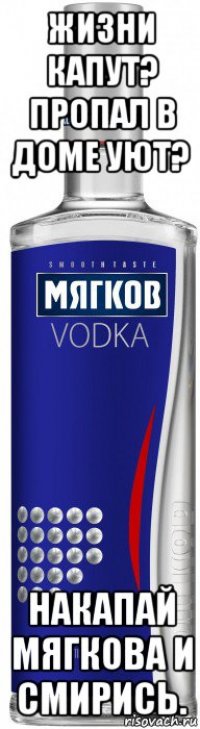 жизни капут? пропал в доме уют? накапай мягкова и смирись.