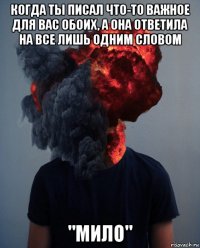 когда ты писал что-то важное для вас обоих, а она ответила на все лишь одним словом "мило"