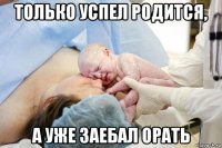 только успел родится, а уже заебал орать