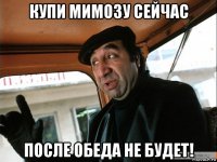 купи мимозу сейчас после обеда не будет!