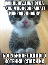 каждый день когда палыч не возвращает микроволновку бог убивает одного котенка. спаси их
