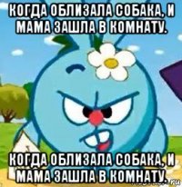 когда облизала собака, и мама зашла в комнату. когда облизала собака, и мама зашла в комнату.