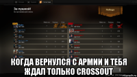  когда вернулся с армии и тебя ждал только crossout