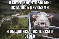 я хотел бы, чтобы мы остались друзьями и общались после всего этого