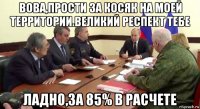 вова,прости за косяк на моей территории.великий респект тебе ладно,за 85% в расчете