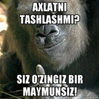 axlatni tashlashmi? siz o'zingiz bir maymunsiz!