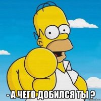  - а чего добился ты ?