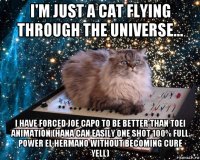 i'm just a cat flying through the universe... i have forced joe capo to be better than toei animation (hana can easily one shot 100% full power el hermano without becoming cure yell)