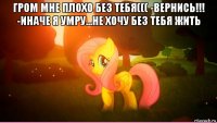 гром мне плохо без тебя((( -вернись!!! -иначе я умру...не хочу без тебя жить 