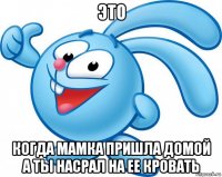 это когда мамка пришла домой а ты насрал на ее кровать