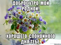 доброе утро, мой родной! хорошего, спокойного дня тебе.