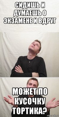 сидишь и думаешь о экзамене и вдруг может по кусочку тортика?