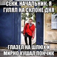 секи, начальник, я гулял на склоне дня глазел на шлюх и мирно кушал пончик