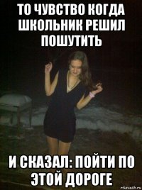 то чувство когда школьник решил пошутить и сказал: пойти по этой дороге