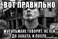 вот правильно мусульмане говорят. не пей до заката. и после