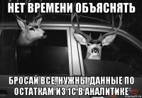 нет времени объяснять бросай все, нужны данные по остаткам из 1с в аналитике