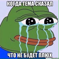 когда тема сказал что не будет плюх