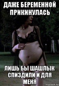 даже беременной прикинулась лишь бы шашлык спиздили и для меня