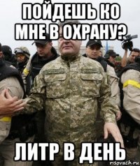 пойдешь ко мне в охрану? литр в день