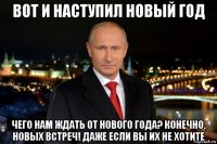 вот и наступил новый год чего нам ждать от нового года? конечно, новых встреч! даже если вы их не хотите