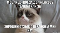 моё лицо, когда долженкову заплатили за хороший отзыв о вертиgo, а мне нет