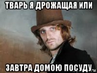 тварь я дрожащая или завтра домою посуду